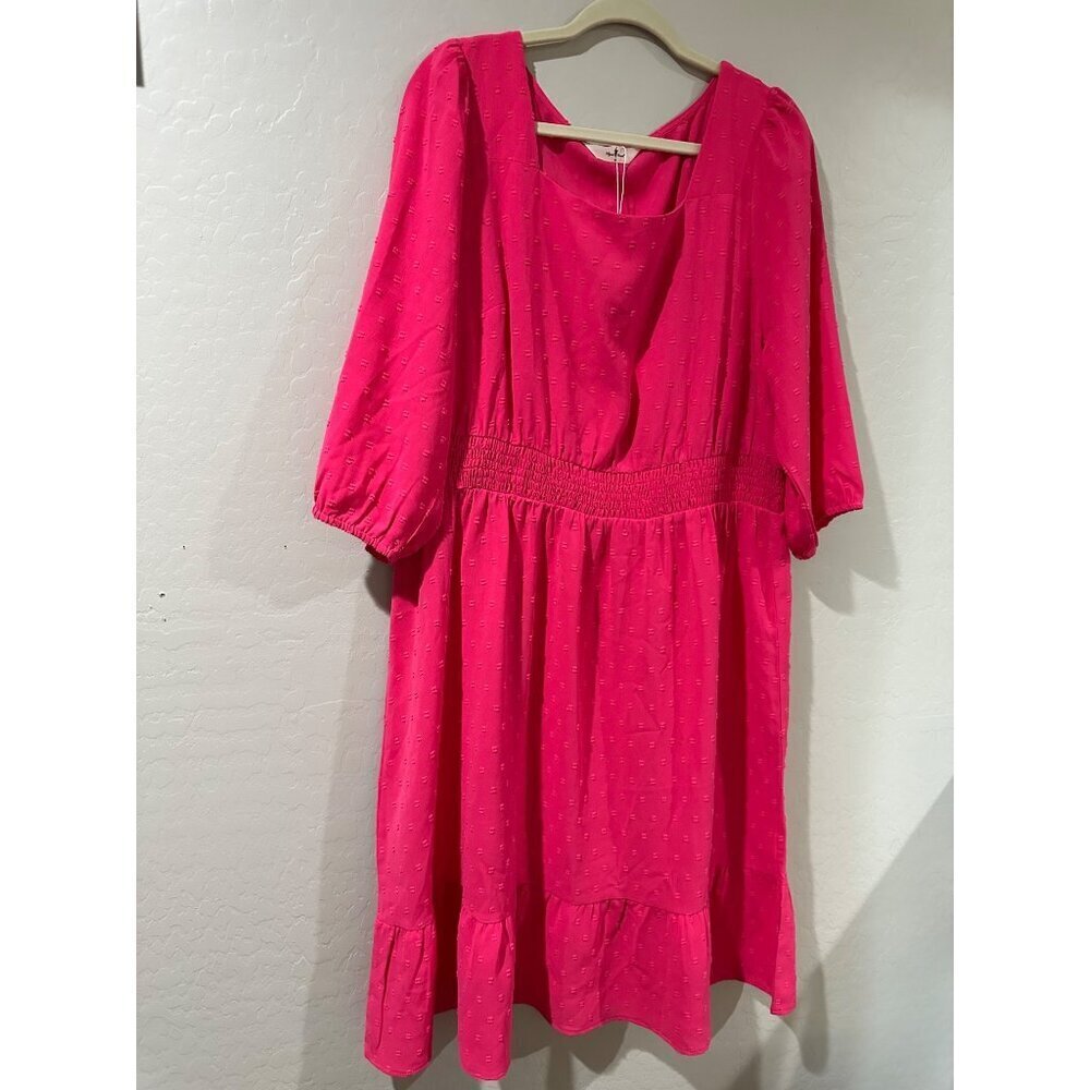 Agnes Orinda Women's A line Pink Dress Plus Size 1X NWT